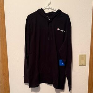 Champion Black Pullover Hoodie with Script Logo